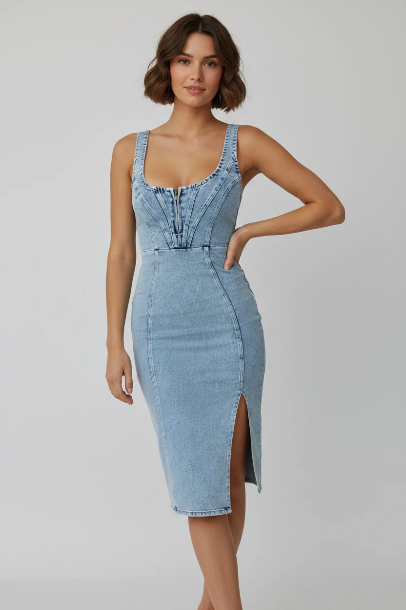 Women's Backless Midi Dress with Zip Closure – Owen & Sophine