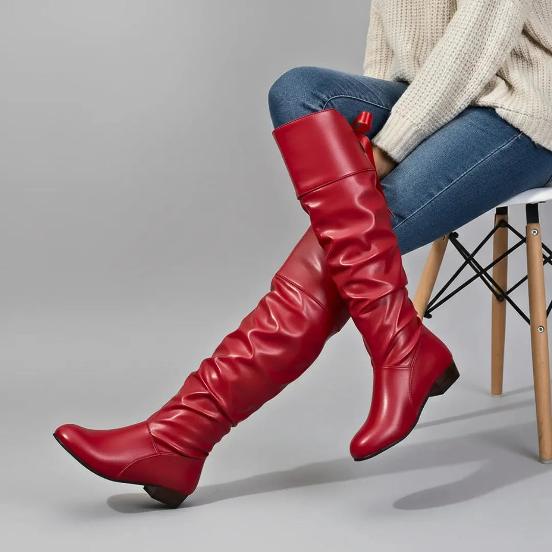Women's Knee High Slouch Boots with Steel Toe