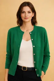 Women's Ribbed Cardigan with Button Closure and Soft Touch Fabric