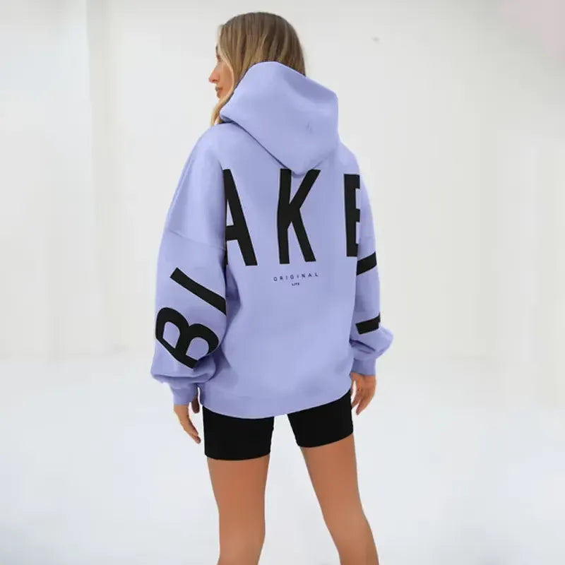 Women's Oversized Hoodie with Relaxed Fit and Balloon Sleeves 