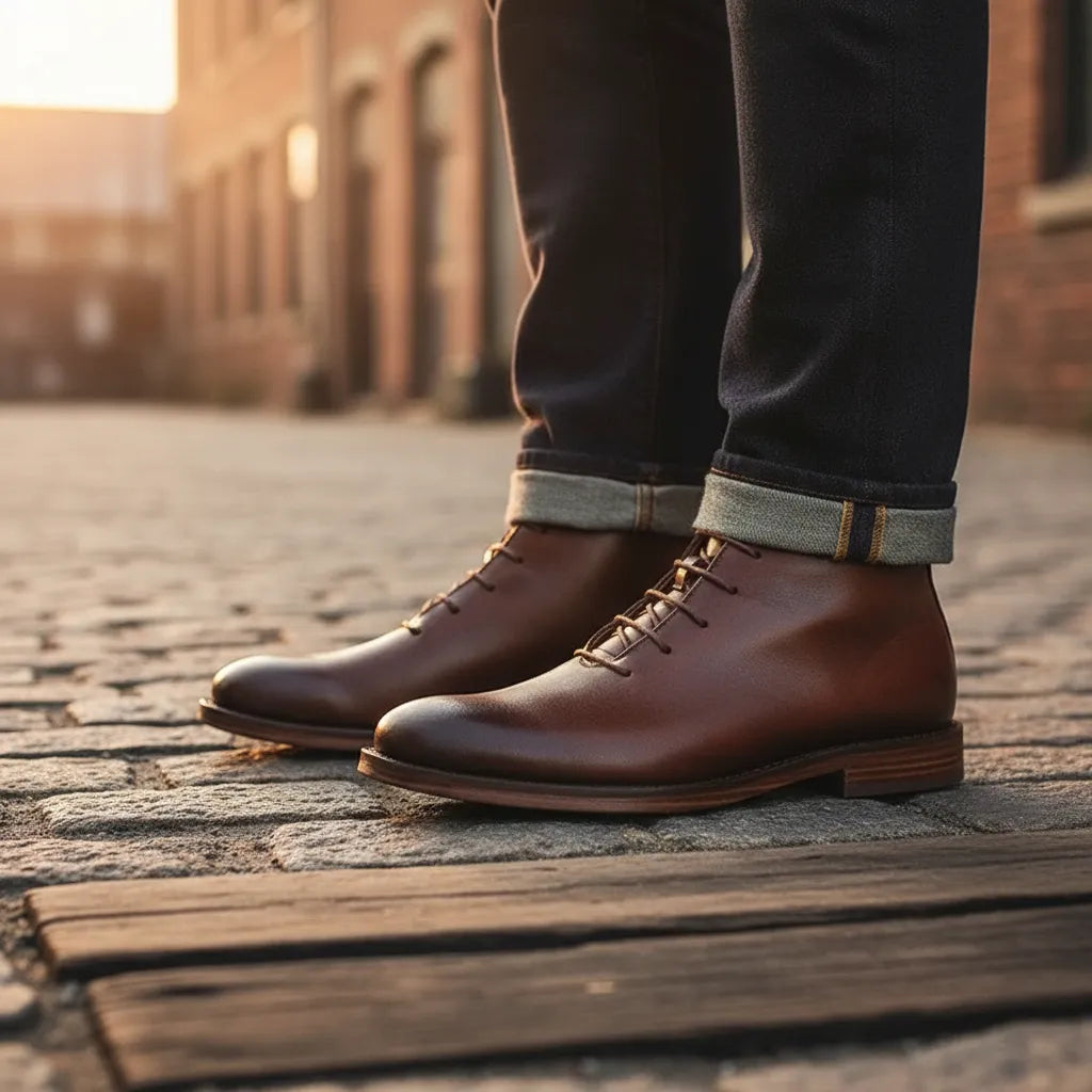 Men's Ankle Casual Boots with Lace-Up