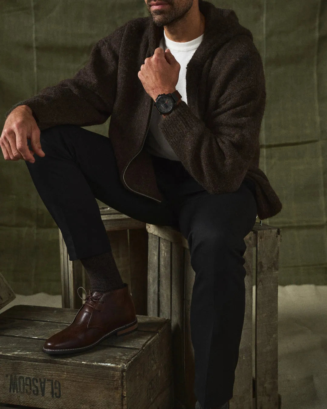 Men's Ankle Vintage Boots with Lace-Up
