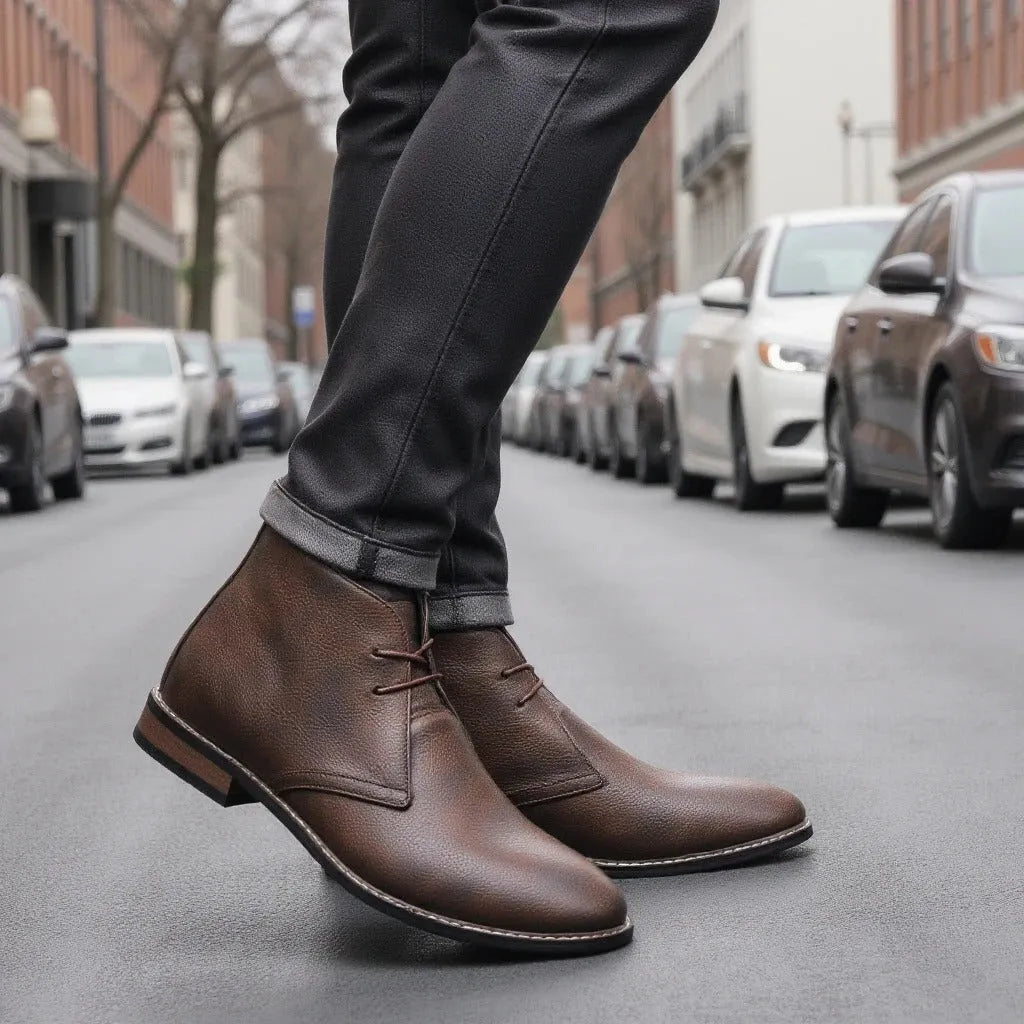 Men's Ankle Vintage Boots with Lace-Up