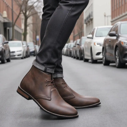 Men's Ankle Vintage Boots with Lace-Up