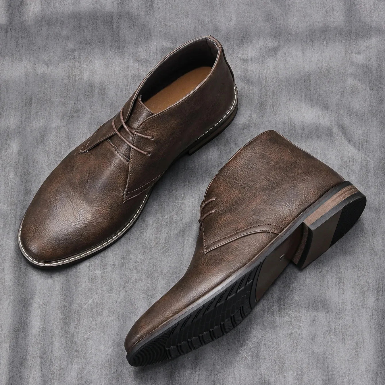 Men's Ankle Vintage Boots with Lace-Up