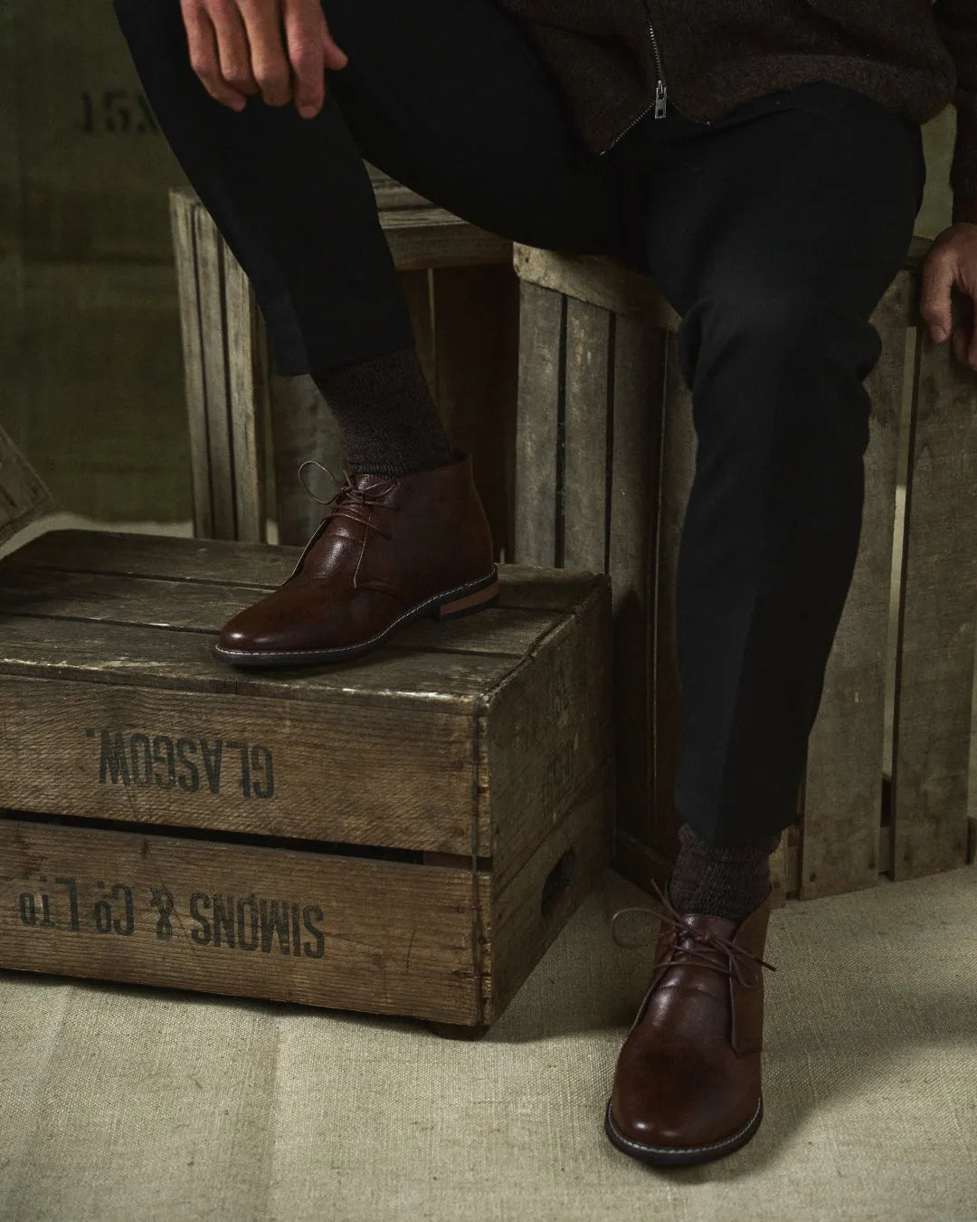 Men's Ankle Vintage Boots with Lace-Up