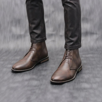 Men's Ankle Vintage Boots with Lace-Up