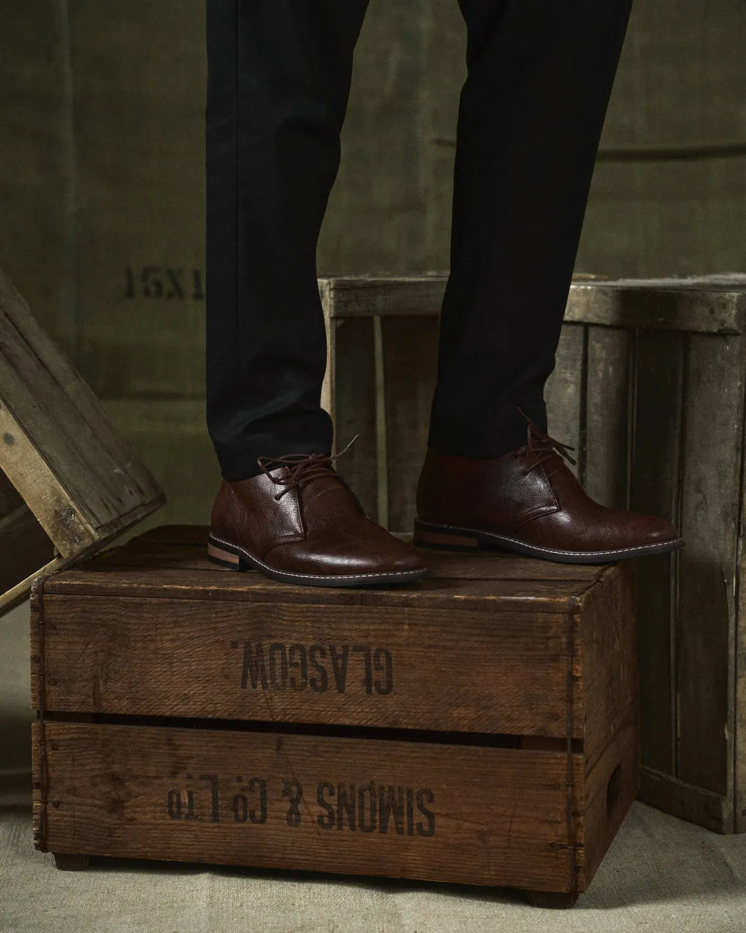 Men's Ankle Vintage Boots with Lace-Up