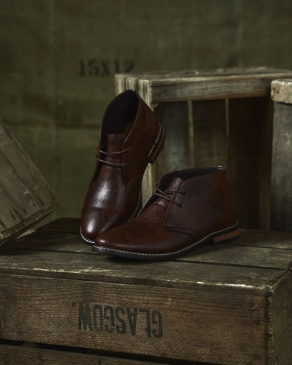 Men's Ankle Vintage Boots with Lace-Up