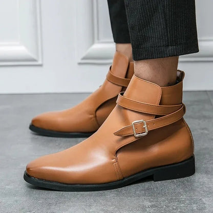 Men's Stylish Formal Boots with Buckle Detail