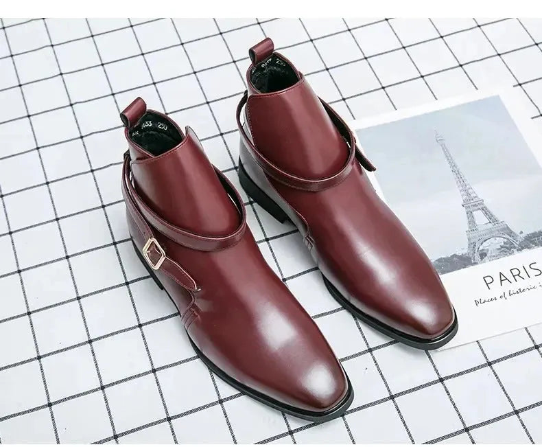 Men's Stylish Formal Boots with Buckle Detail