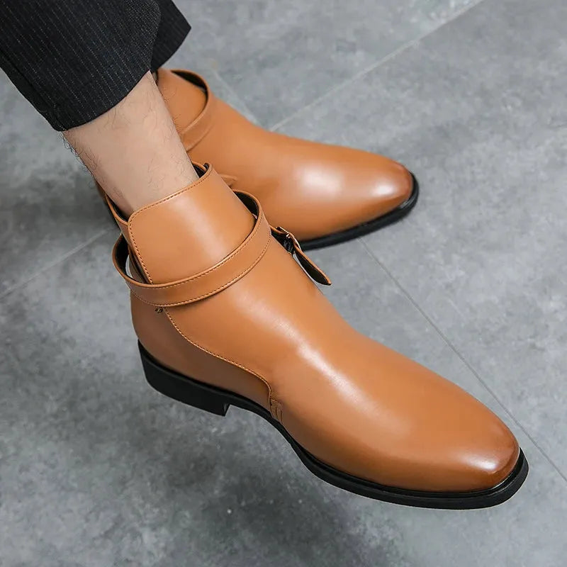 Men's Stylish Formal Boots with Buckle Detail