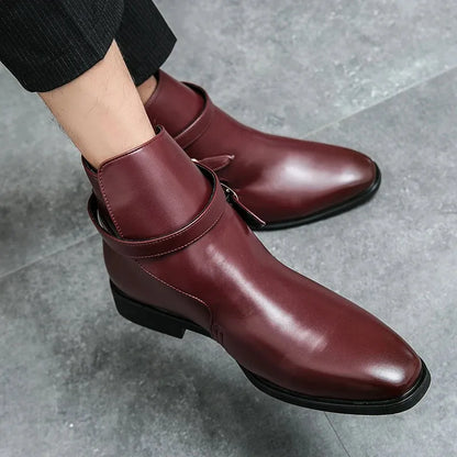Men's Stylish Formal Boots with Buckle Detail