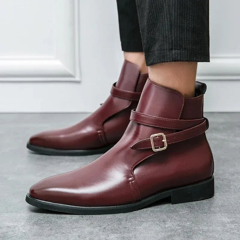 Men's Stylish Formal Boots with Buckle Detail