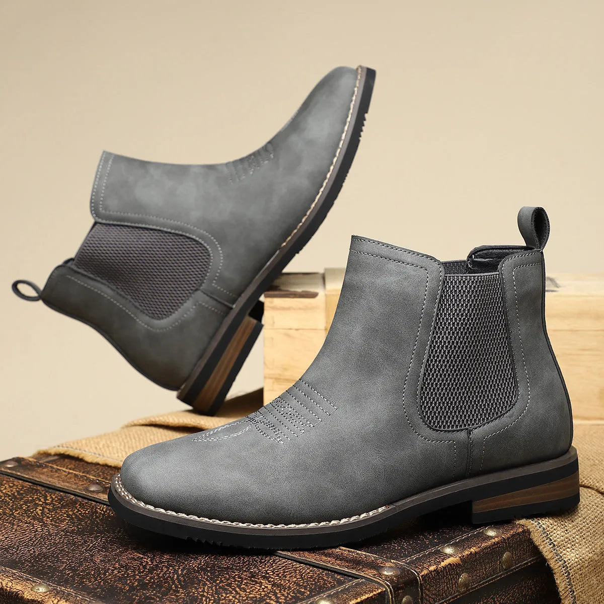 Men's Vintage Casual Boots with Lace-Up
