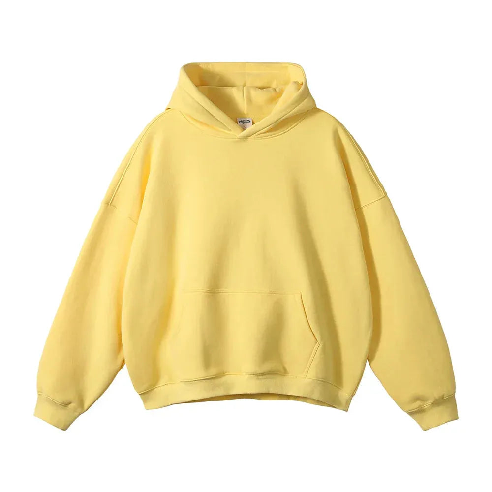 Relaxed Fit Pullover Hoodie with Kangaroo Pocket and Ribbed Cuffs