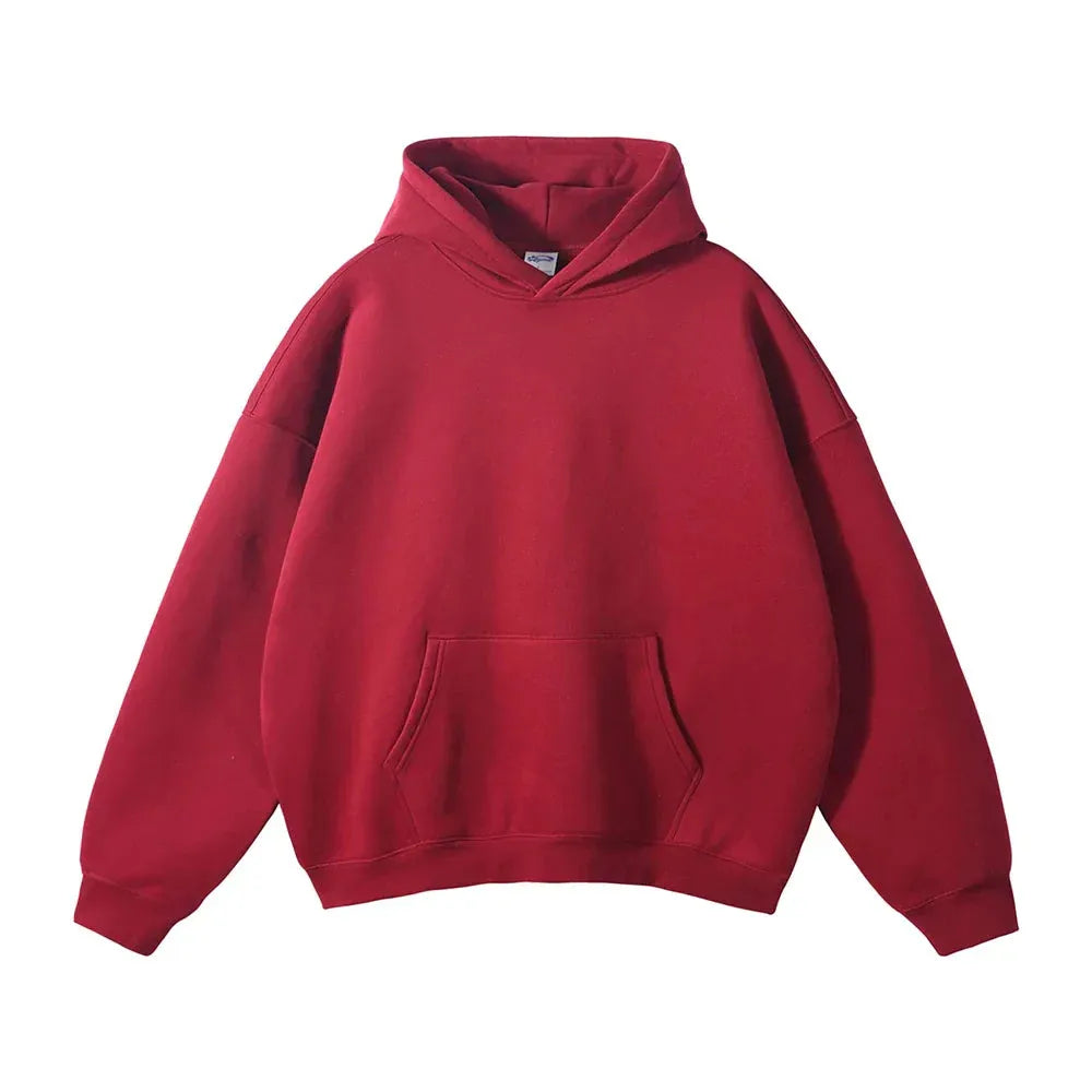 Relaxed Fit Pullover Hoodie with Kangaroo Pocket and Ribbed Cuffs