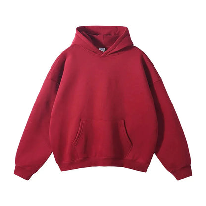 Relaxed Fit Pullover Hoodie with Kangaroo Pocket and Ribbed Cuffs
