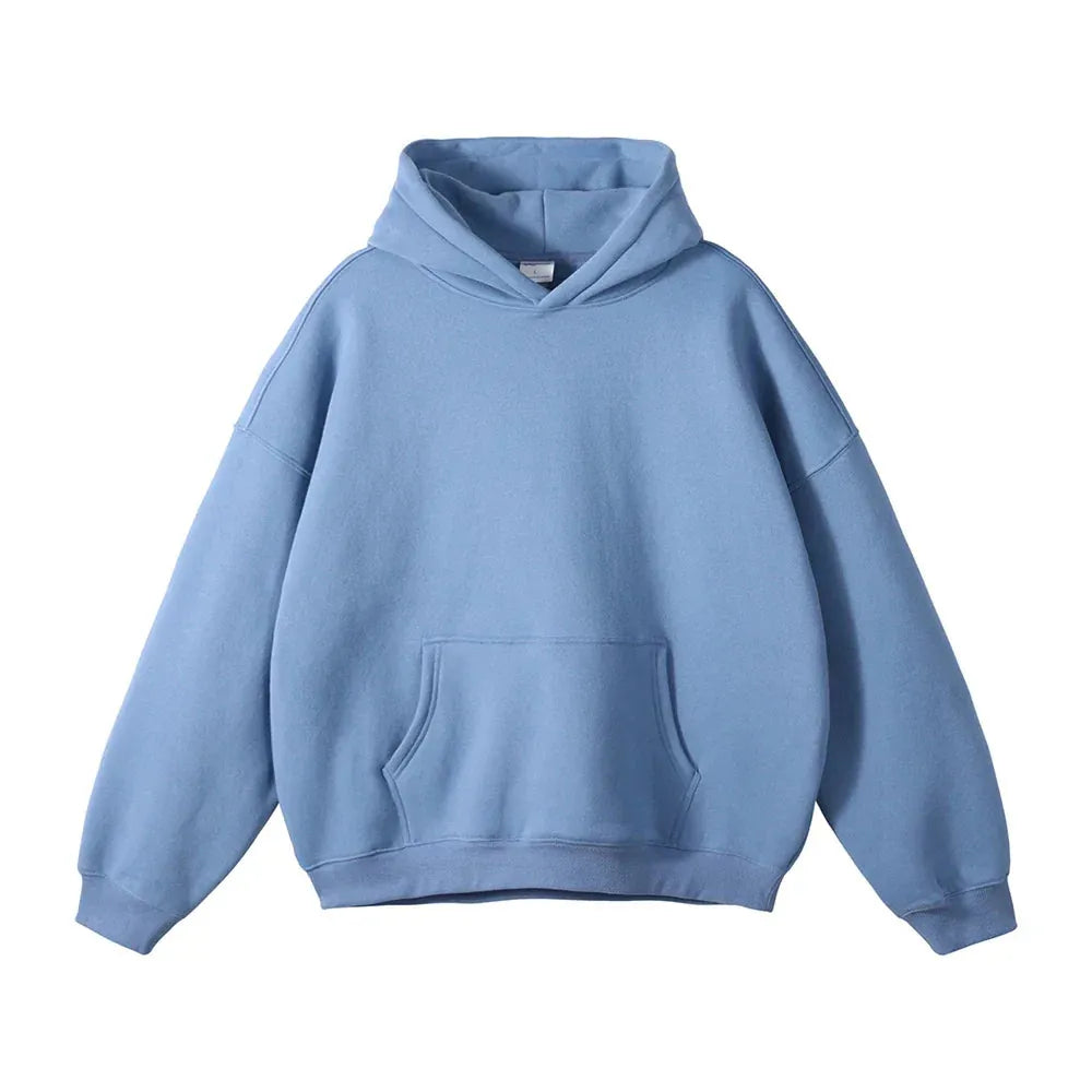 Relaxed Fit Pullover Hoodie with Kangaroo Pocket and Ribbed Cuffs
