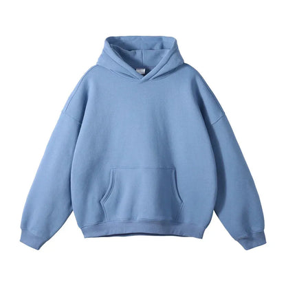 Relaxed Fit Pullover Hoodie with Kangaroo Pocket and Ribbed Cuffs