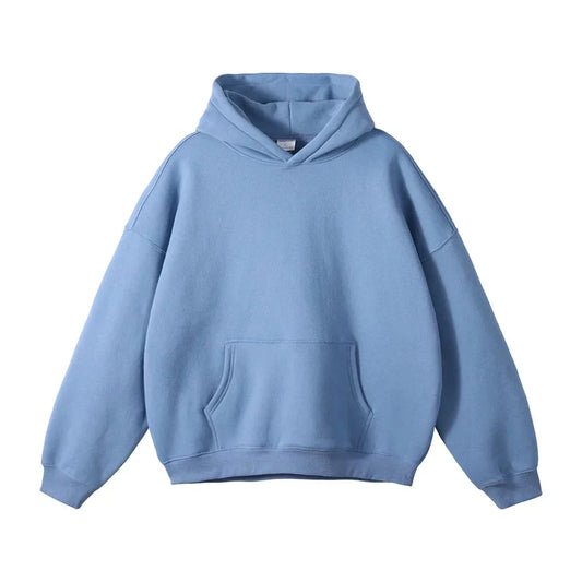 Relaxed Fit Pullover Hoodie with Kangaroo Pocket and Ribbed Cuffs