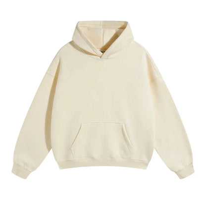 Relaxed Fit Pullover Hoodie with Kangaroo Pocket and Ribbed Cuffs