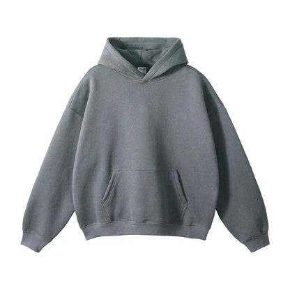 Relaxed Fit Pullover Hoodie with Kangaroo Pocket and Ribbed Cuffs