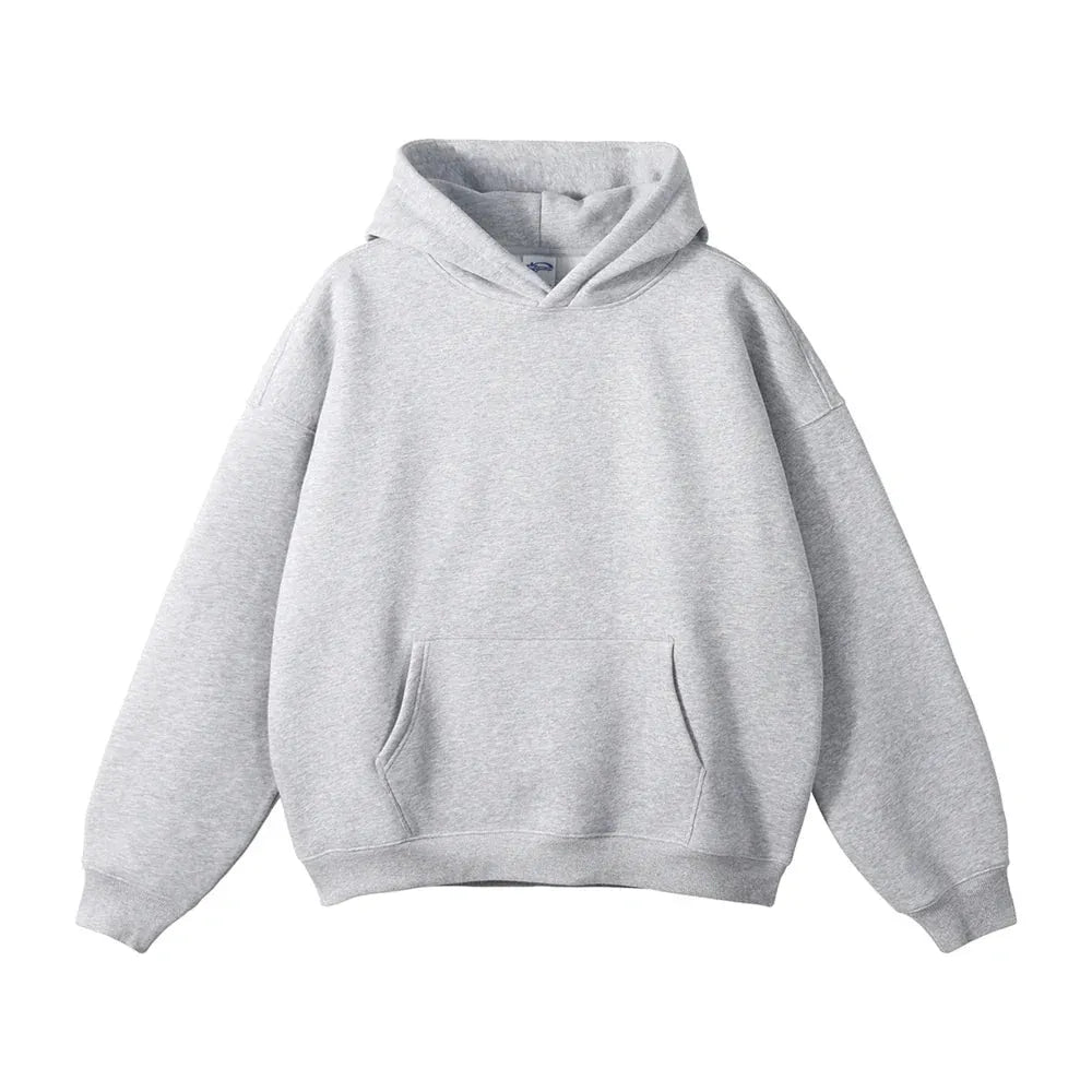Relaxed Fit Pullover Hoodie with Kangaroo Pocket and Ribbed Cuffs