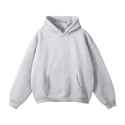 Relaxed Fit Pullover Hoodie with Kangaroo Pocket and Ribbed Cuffs