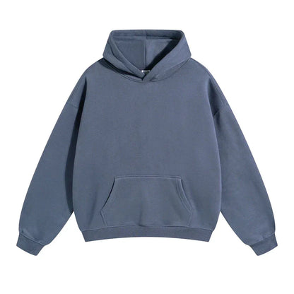 Relaxed Fit Pullover Hoodie with Kangaroo Pocket and Ribbed Cuffs