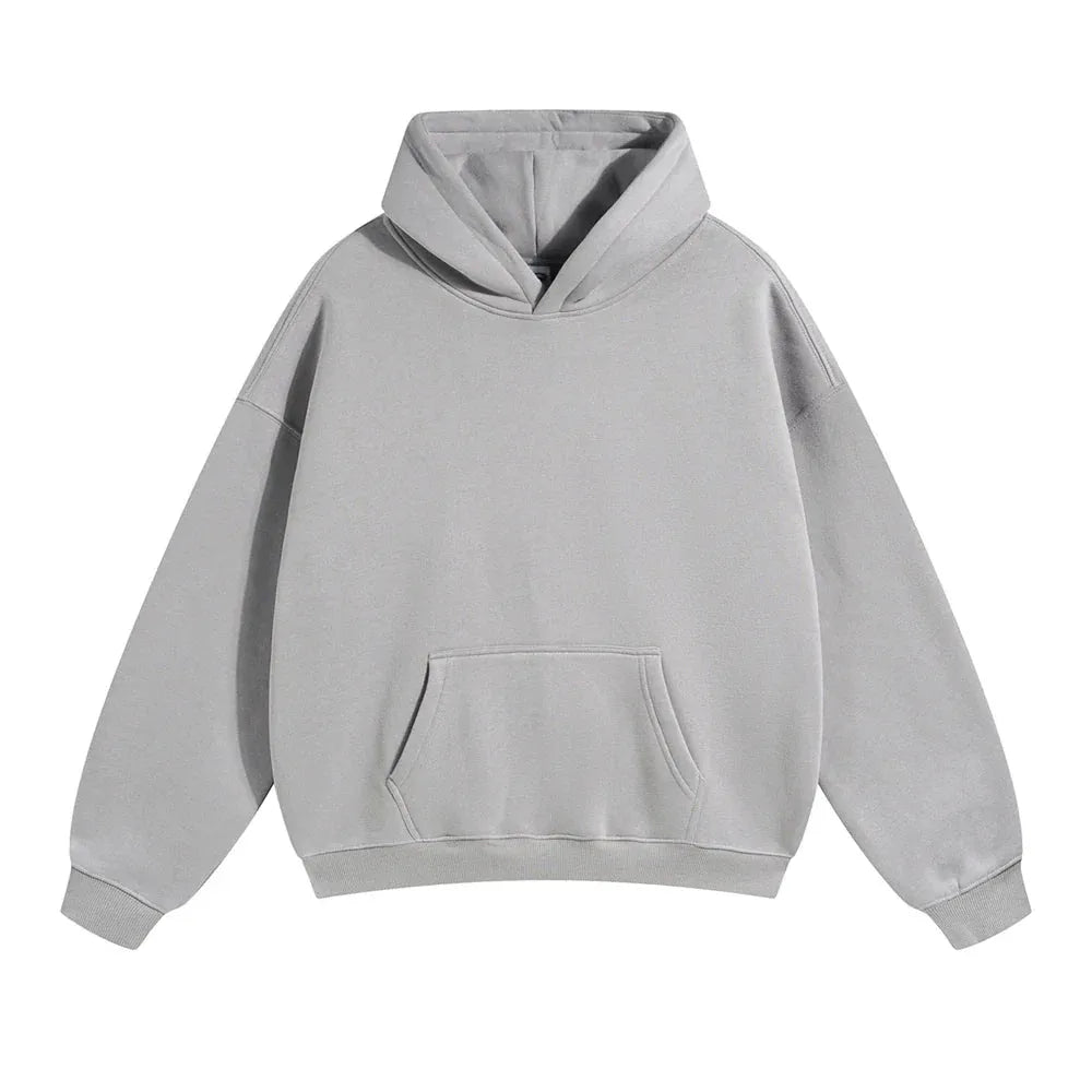 Relaxed Fit Pullover Hoodie with Kangaroo Pocket and Ribbed Cuffs