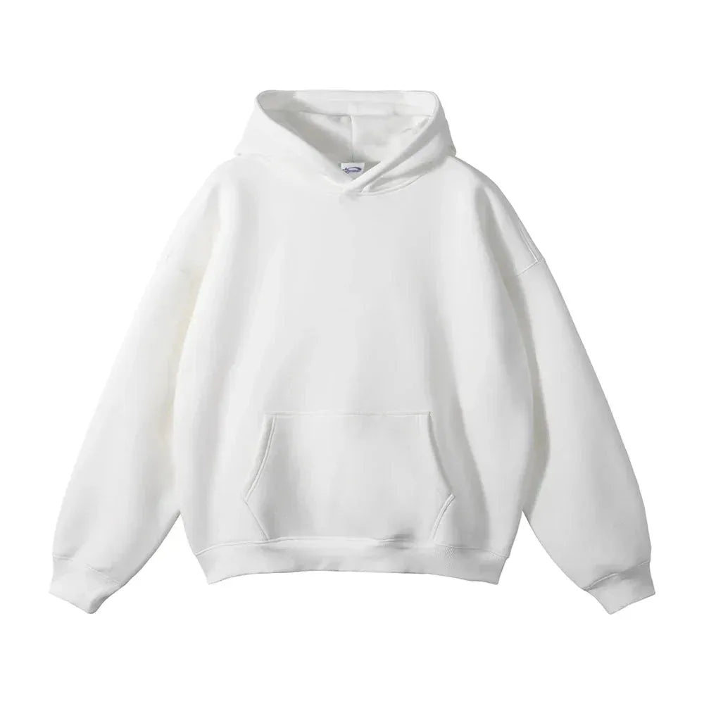Relaxed Fit Pullover Hoodie with Kangaroo Pocket and Ribbed Cuffs