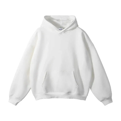 Relaxed Fit Pullover Hoodie with Kangaroo Pocket and Ribbed Cuffs