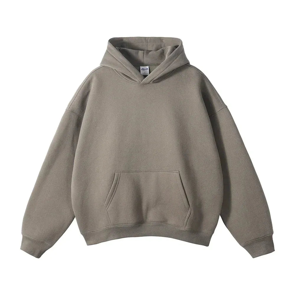 Relaxed Fit Pullover Hoodie with Kangaroo Pocket and Ribbed Cuffs