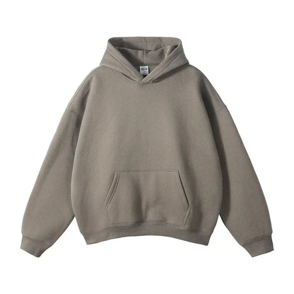 Relaxed Fit Pullover Hoodie with Kangaroo Pocket and Ribbed Cuffs