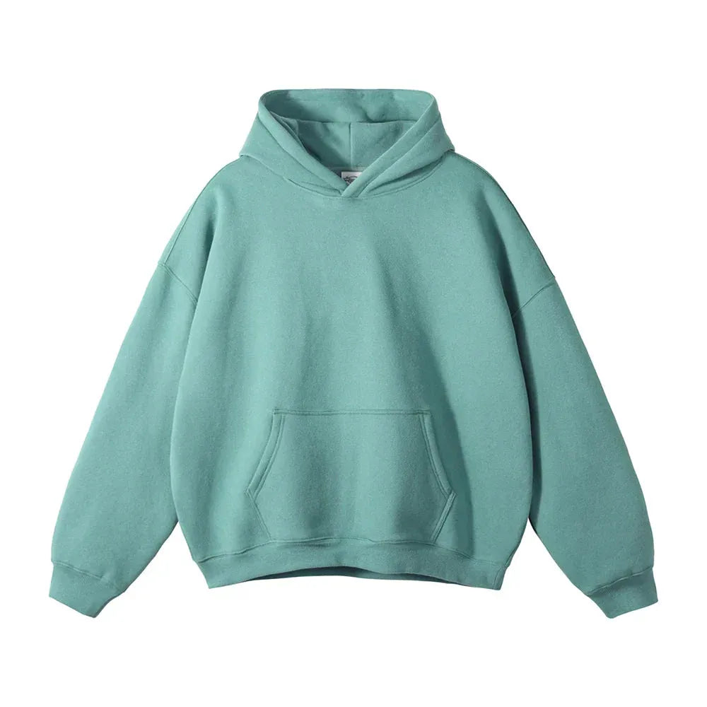Relaxed Fit Pullover Hoodie with Kangaroo Pocket and Ribbed Cuffs