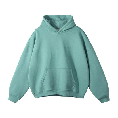 Relaxed Fit Pullover Hoodie with Kangaroo Pocket and Ribbed Cuffs