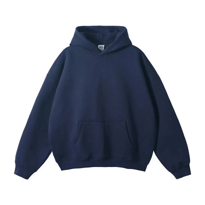 Relaxed Fit Pullover Hoodie with Kangaroo Pocket and Ribbed Cuffs