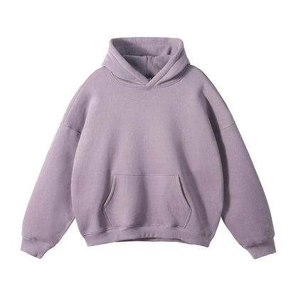 Relaxed Fit Pullover Hoodie with Kangaroo Pocket and Ribbed Cuffs