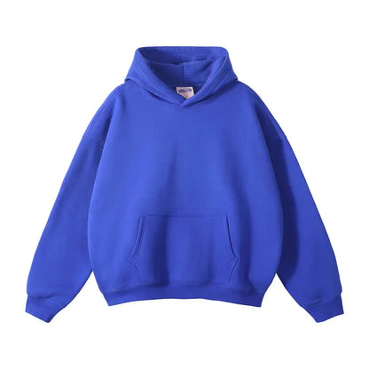 Relaxed Fit Pullover Hoodie with Kangaroo Pocket and Ribbed Cuffs
