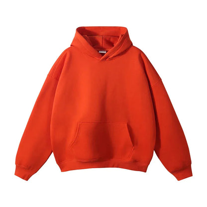 Relaxed Fit Pullover Hoodie with Kangaroo Pocket and Ribbed Cuffs