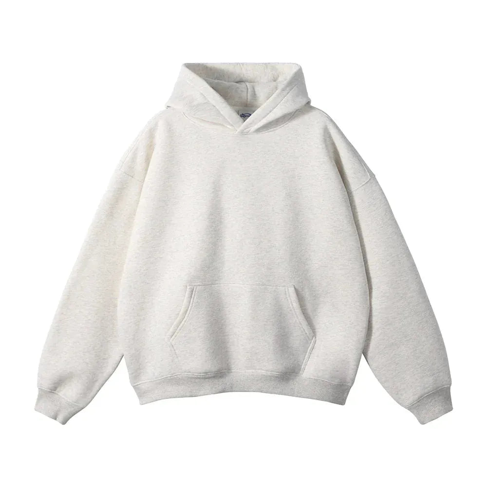 Relaxed Fit Pullover Hoodie with Kangaroo Pocket and Ribbed Cuffs