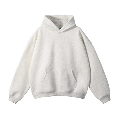 Relaxed Fit Pullover Hoodie with Kangaroo Pocket and Ribbed Cuffs