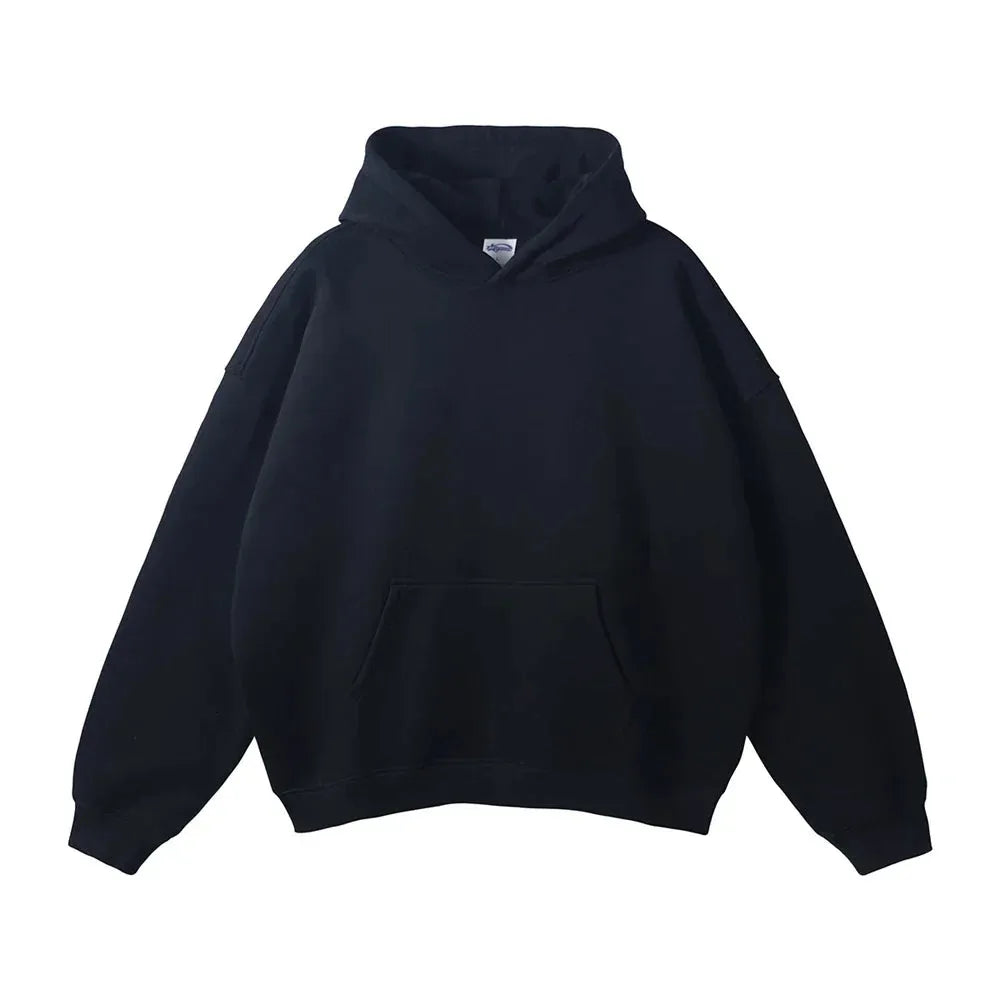 Relaxed Fit Pullover Hoodie with Kangaroo Pocket and Ribbed Cuffs