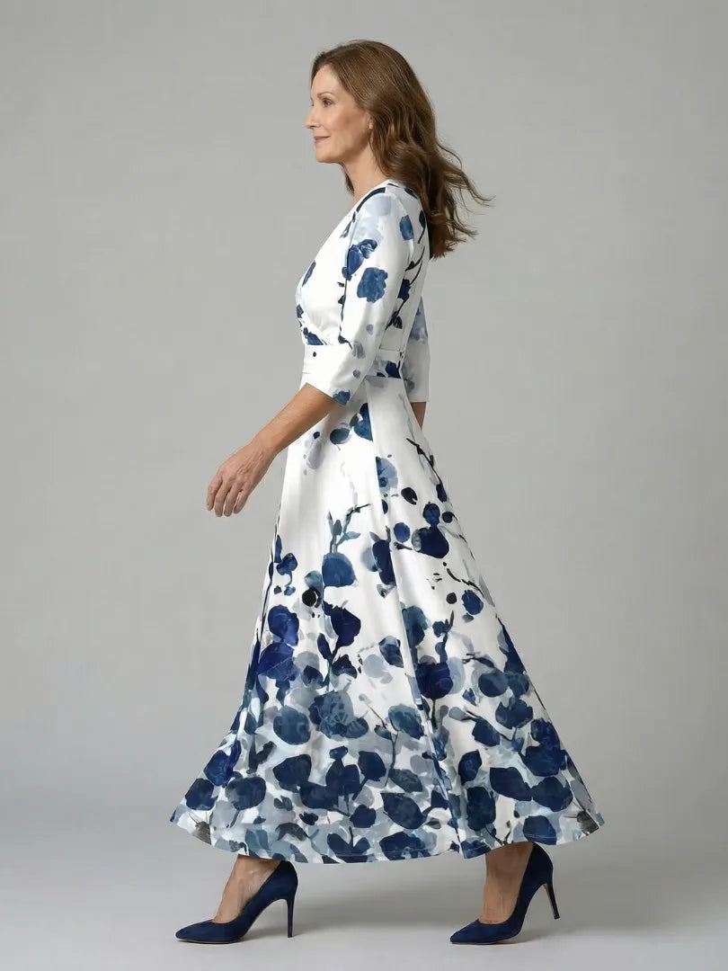 Women’s A-Line Wrap Midi Wedding Guest Dress with V-Neck