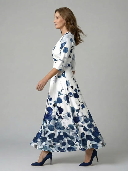 Women’s A-Line Wrap Midi Wedding Guest Dress with V-Neck
