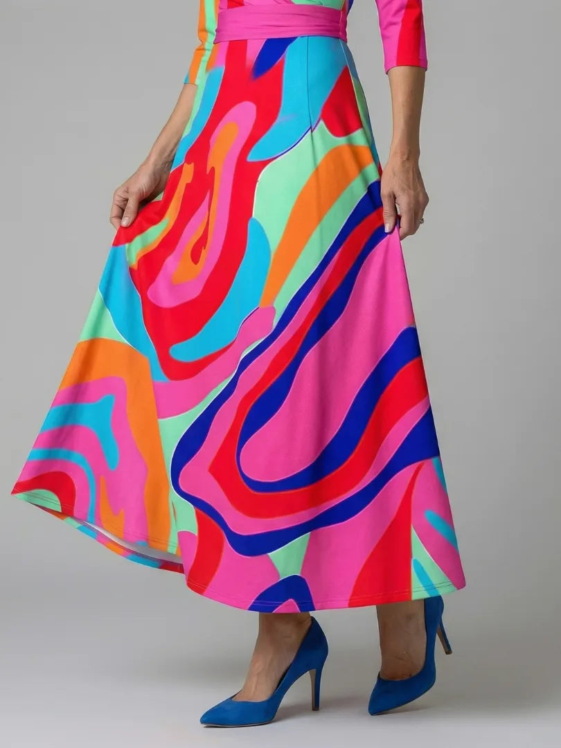 Women’s A-Line Wrap Midi Wedding Guest Dress with V-Neck