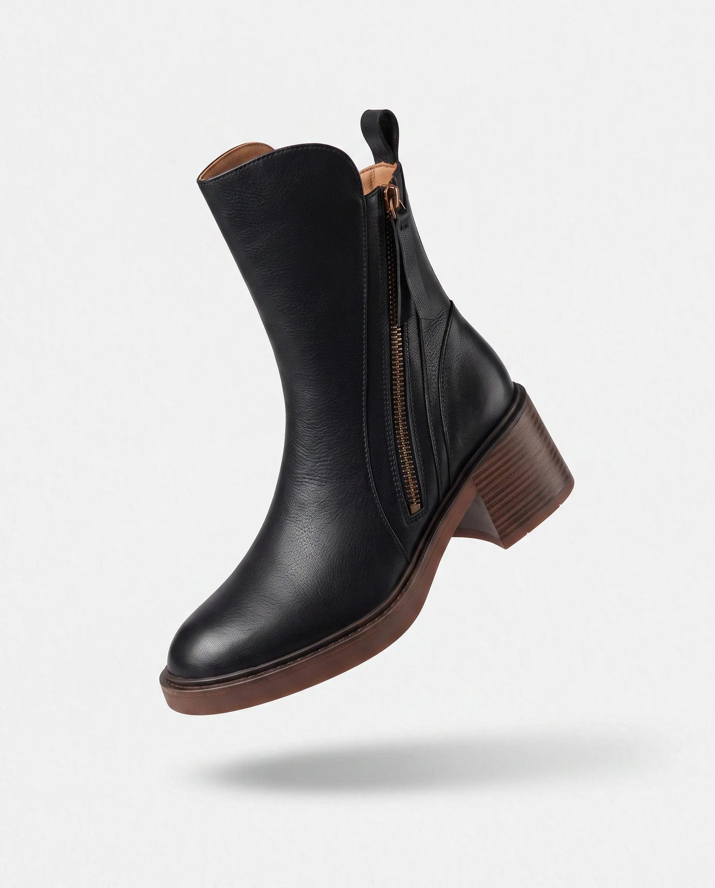 Women's Ankle Block Heel Boots with Side Zipper