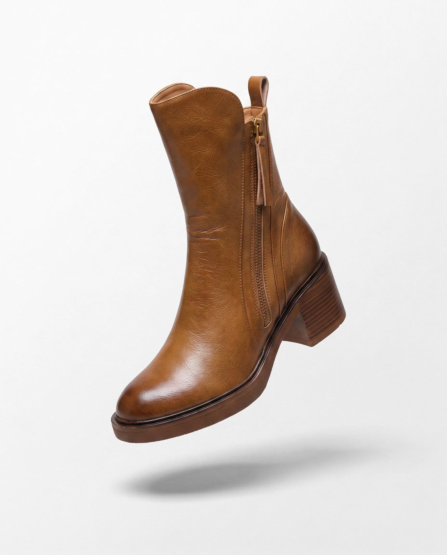 Women's Ankle Block Heel Boots with Side Zipper