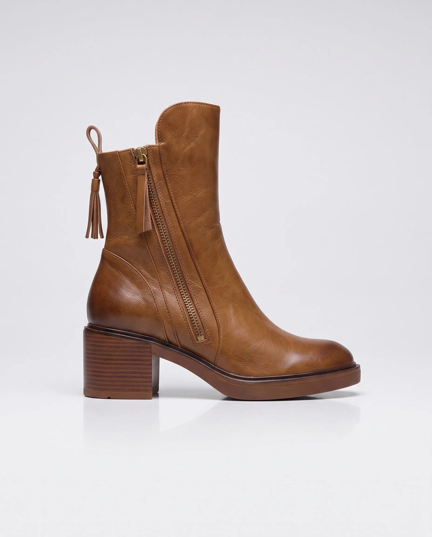 Women's Ankle Block Heel Boots with Side Zipper